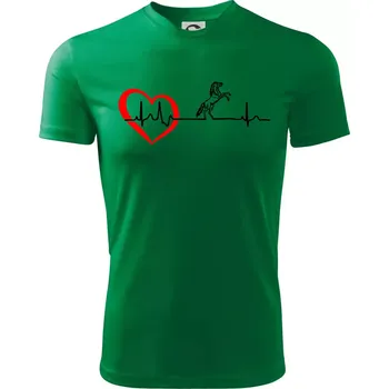 Chlapecké tričko Moje srdce bije pro koně - Dětské triko sportovní (dresovina) - 134 cm/8 let ( Středně zelená )