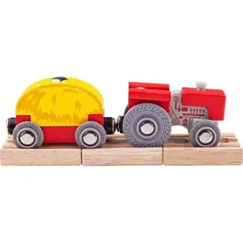 autíčko Bigjigs Rail Červený traktor s valníkem