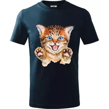 Chlapecké tričko Kočka baf - Tričko dětské bavlněné - 134 cm/8 let ( Námořní modrá (velmi tmavá - téměř černá) )