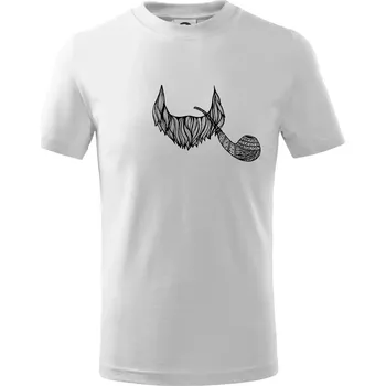 Chlapecké tričko Mustache fajfka - Tričko dětské bavlněné - 122 cm/6 let ( Bílá )