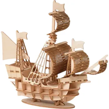 Dřevěná hračka Dřevěné 3D puzzle model Plachetnice DIY stavebnice Loď pro děti i dospělé Kreativní montážní hračka Ruční skládání Dekorace a dárek