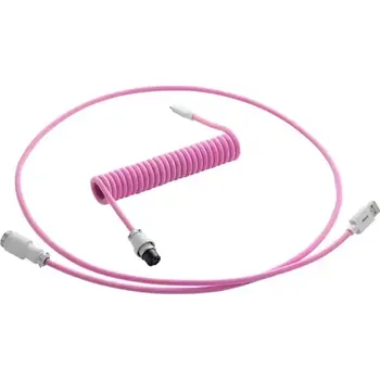 Datový kabel CableMod PRO Coiled Keyboard Cable USB-C - USB-A 1.5m Strawberry Cream (CM-PKCA-CWAW-IW150IW-R)