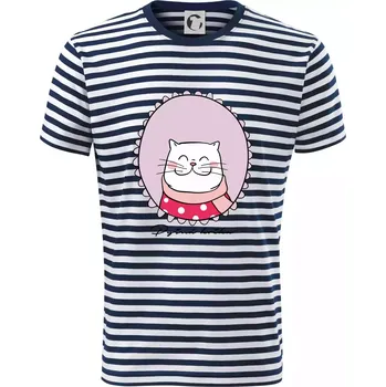 Pánské tričko Pyšná kočka fialová - Triko na vodu - S ( Prouhovaná )