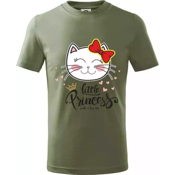 Chlapecké tričko Kočka little princess - Tričko dětské bavlněné - 158 cm/12 let ( Khaki )