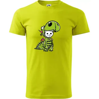 Kočkosaurus Rex - Klasické pánské triko vyšší gramáže - M ( Limetková )
