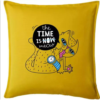 Polštář The time is meow - Polštář 50x50 - 50x50 - Pouze potah ( Žlutá )