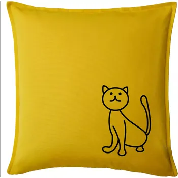 Polštář Kočka kouká - Polštář 50x50 - 50x50 - Pouze potah ( Žlutá )