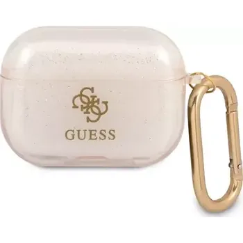 Pouzdro na mobilní telefon GUESS 4G TPU Glitter Pouzdro pro Apple Airpods Pro zlatá (3666339009885)