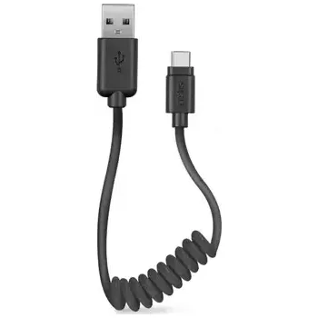 Kabel do PC SBS spirálový kabel USB - USB-C 0.5m černá (TECABLETYPCSK)
