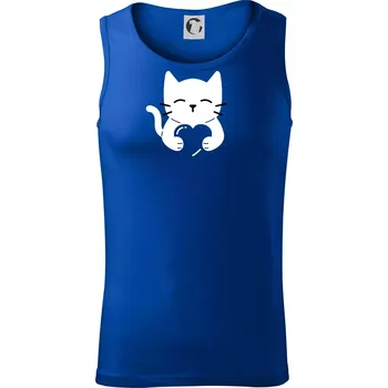 Kočka drží srdce - Tílko pánské Core - S ( Královská modrá )