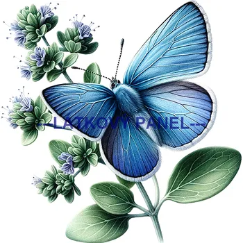 Látkový panel - Motýl na květině - MO-05 Velikost: 15x15cm, Materiál: Úplet