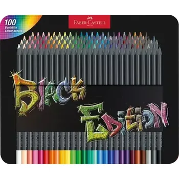 Pastelka FABER-CASTELL Black Edition - Pastelky - plechová krabička 100 ks (116490)