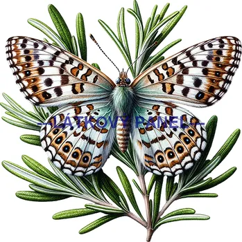 Látkový panel - Motýl na květině - MO-13 Velikost: 30x30cm, Materiál: Bavlna