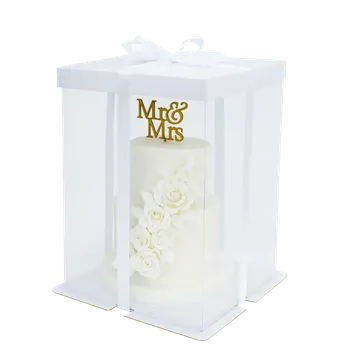 Dárková krabička Elegantní krabička bílá s průhledným víkem 30x30x40 cm