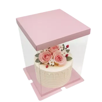 Dárková krabička Elegantní krabička růžová s průhledným víkem 30x30x40 cm
