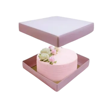 Krabička na výslužku Dortová krabička růžová s průhledem 25x25x20 cm
