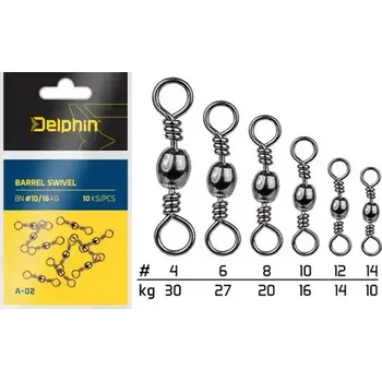Delphin Obratlík Barrel Swivel A-02 Velikost 4 30kg 10ks (969A02004)