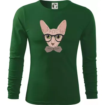 Pánské oblečení Hipster sphynx - Triko s dlouhým rukávem FIT-T long sleeve - M ( Lahvově zelená )