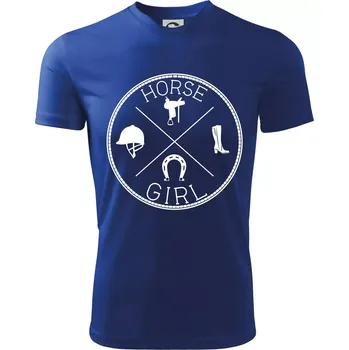 Chlapecké tričko Horse Girl kruh - Dětské triko sportovní (dresovina) - 146 cm/10 let ( Královská modrá )