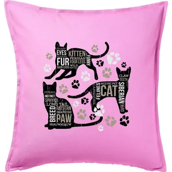 Polštář Cat itself - Polštář 50x50 - 50x50 - Pouze potah ( Růžová )