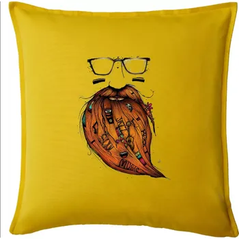Polštář Mustache music - Polštář 50x50 - 50x50 - Pouze potah ( Žlutá )