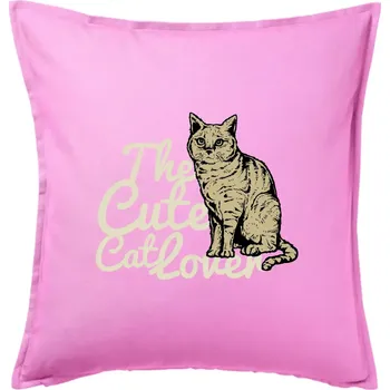 Polštář The cute cat lover - Polštář 50x50 - 50x50 - Pouze potah ( Růžová )