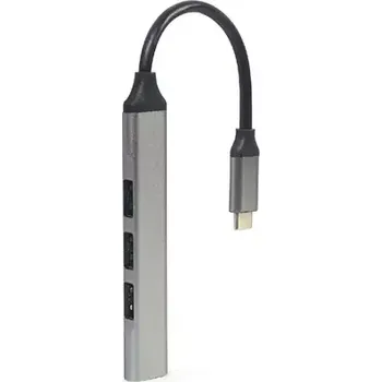 USB hub Gembird UHB-CM-U3P1U2P3 stříbrná (UHB-CM-U3P1U2P3-02)