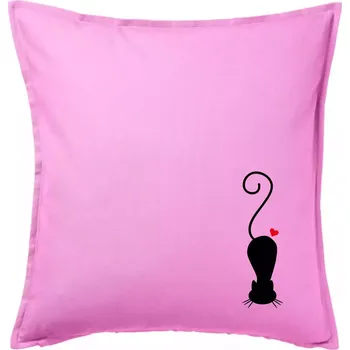 Polštář Zamilovaná kočka ležící - Polštář 50x50 - 50x50 - Pouze potah ( Růžová )