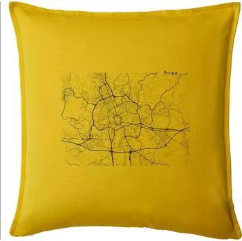 Polštář Černobílá mapa Brno - Polštář 50x50 - 50x50 - Pouze potah ( Žlutá )