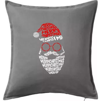 Polštář Merry Christmas obličej - Polštář 50x50 - 50x50 - Pouze potah ( Tmavě šedý melír )