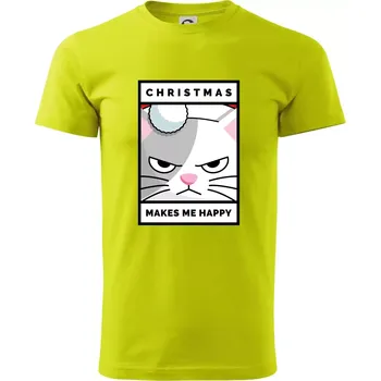 Pánské tričko Christmas makes me happy - Klasické pánské triko vyšší gramáže - XS ( Limetková )