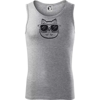 Pánská móda Kočka s brýlemi - Tílko pánské Core - M ( Tmavě šedý melír )