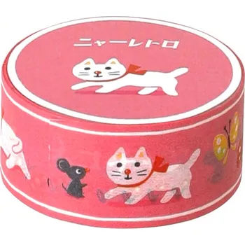 Lepicí páska Hightide washi páska bílá kočka