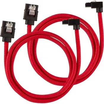 Kabel do PC Corsair Premium Sleeved SATA 6Gbps kabel lomený 60cm červená (2ks) (CC-8900284)