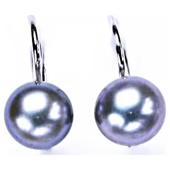 Náušnice Stříbrné náušnice přírodní perla černá odlesk do fialova - NK1183v (Stříbrné náušnice s přírodní perlou černou 7,5 mm)