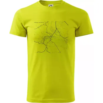 Černobílá mapa Kralupy nad Vltavou - Klasické pánské triko vyšší gramáže - L ( Limetková )