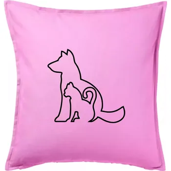 Polštář Kočkopes - Polštář 50x50 - 50x50 - Pouze potah ( Růžová )