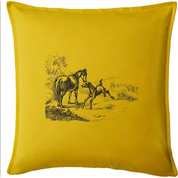 Polštář Kůň a hříbě malované - Polštář 50x50 - 50x50 - Pouze potah ( Žlutá )
