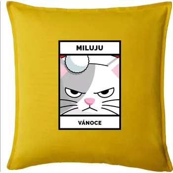 Polštář Miluju Vánoce - Polštář 50x50 - 50x50 - Pouze potah ( Žlutá )