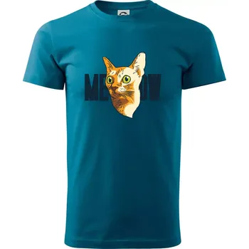 Kočka meow - Klasické pánské triko vyšší gramáže - XS ( Petrolejová )