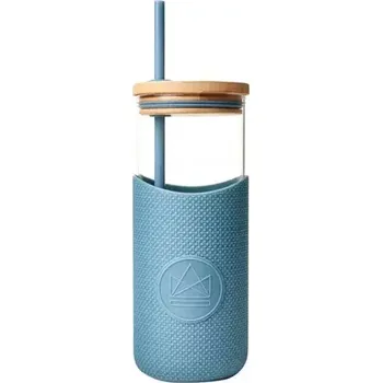 Sklenice Neon Kactus Skleněný pohár s brčkem 1 L modrá (GT05)