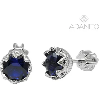 Náušnice Stříbrné náušnice s modrým zirkonem na šroubek