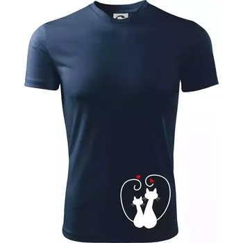 Chlapecké oblečení Kočky - Zamilovaný pár - Dětské triko sportovní (dresovina) - 134 cm/8 let ( Námořní modrá (velmi tmavá - téměř černá) )