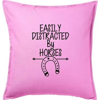 Polštář Easily Distracted by Horse - Polštář 50x50 - 50x50 - Pouze potah ( Růžová )
