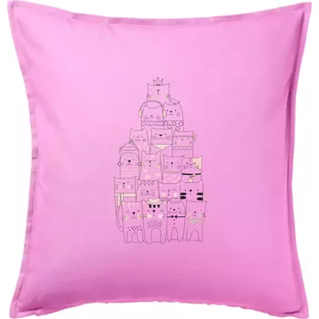 Polštář Pyramida z koček - Polštář 50x50 - 50x50 - Pouze potah ( Růžová )