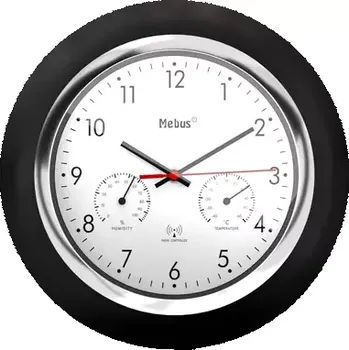 Hodiny Mebus 19453 - Rádiem řízené nástěnné hodiny s teploměrem a vlhkoměrem (19453)