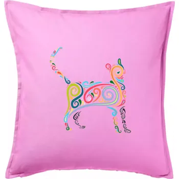 Polštář Kočka barevné křivky - Polštář 50x50 - 50x50 - Pouze potah ( Růžová )