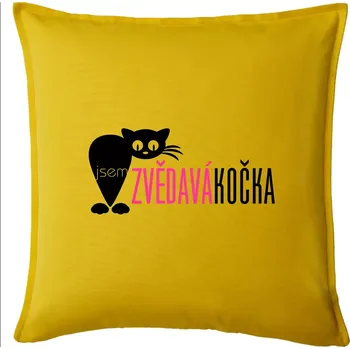 Polštář Jsem zvědavá kočka - Polštář 50x50 - 50x50 - Pouze potah ( Žlutá )