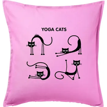 Polštář Kočičí jóga (Hana-creative) - Polštář 50x50 - 50x50 - Pouze potah ( Růžová )