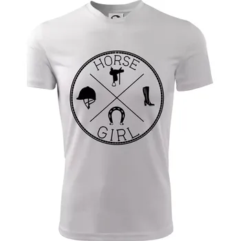 Horse Girl kruh - Dětské triko sportovní (dresovina) - 122 cm/6 let ( Bílá )
